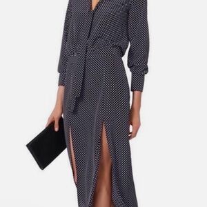 Alexis Navy and White Polka Dot Midi Dress
